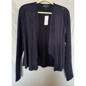 PREMISE  Women's Open Drape Cardigan Faux Suede Front Sweater Sz. M NWT